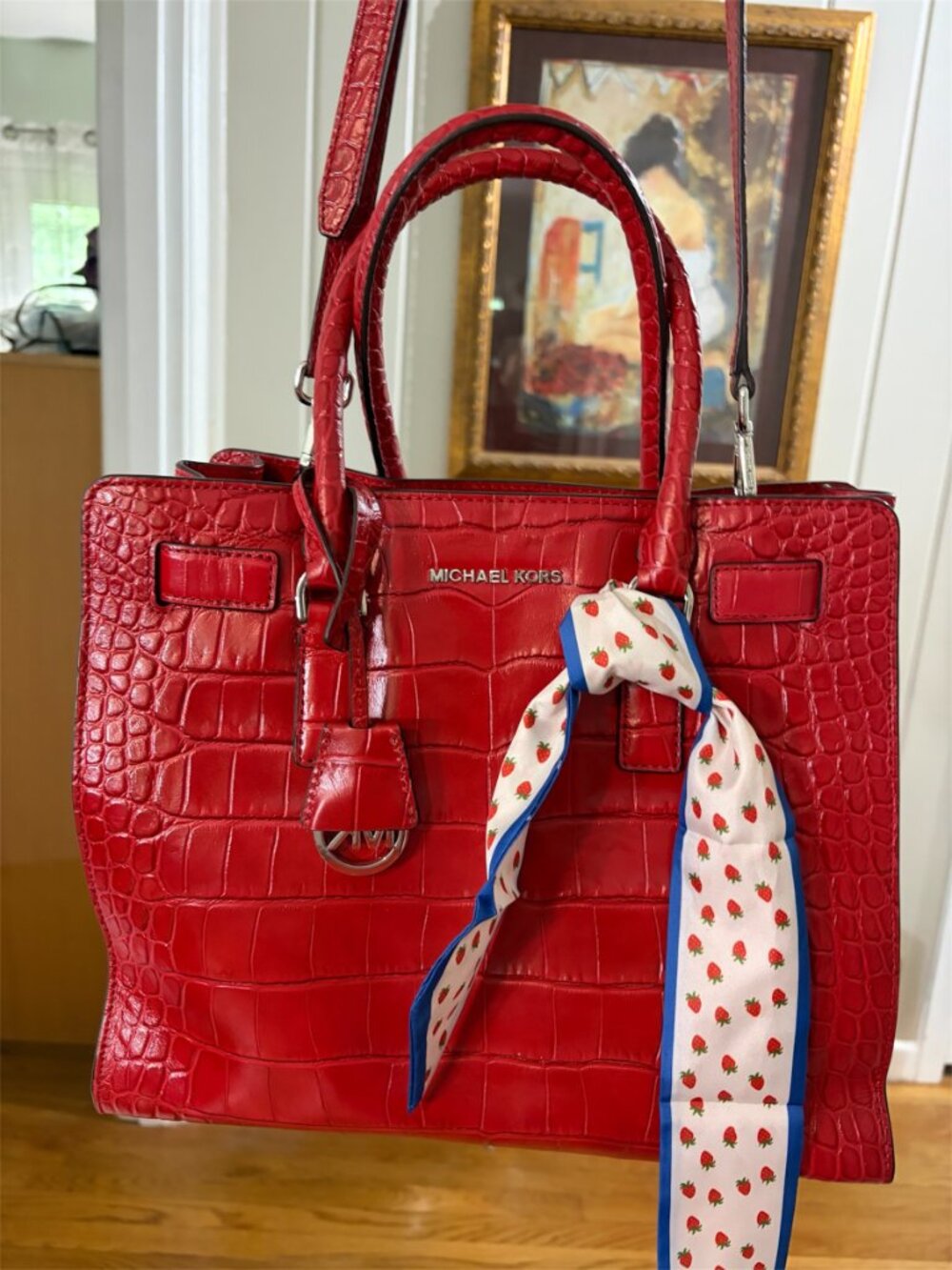 MICHAEL KORS DILLON CROCO EMBOSSED SATCHEL